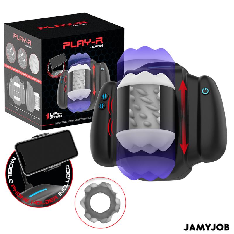 Masturbateur Automatique Play-R Vibration Support Téléphone Noir - Jamyjob