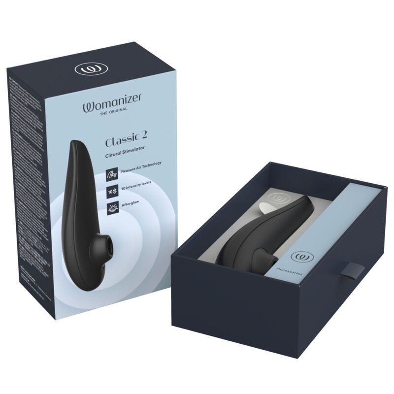 WOMANIZER - STIMULATEUR CLITORIAL À SUCCION CLASSIQUE 2 - 10 NIVEAUX D'INTENSITÉ - NOIR