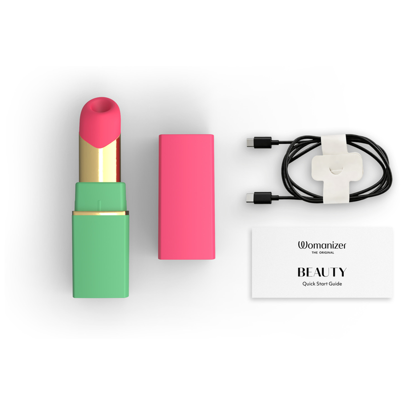 WOMANIZER - STIMULATEUR CLITORIAL À SUCCION BEAUTÉ 6 NIVEAUX D'INTENSITÉ VERT ET ROSE