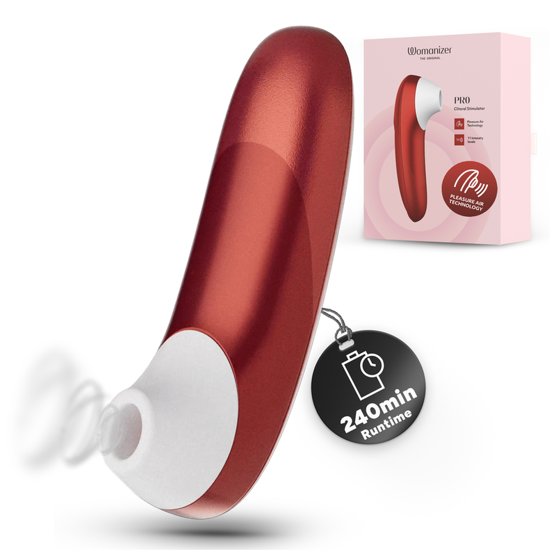 WOMANIZER - STIMULATEUR CLITORIAL PRO À SUCCION 11 NIVEAUX D'INTENSITÉ ROUGE BORDEAUX