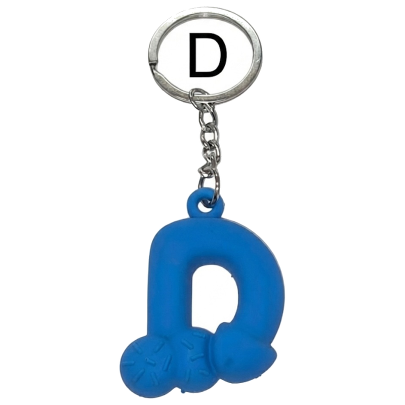Porte-clés Pénis Bleu Parfumé Vanille Lettre D - Diablo Picance