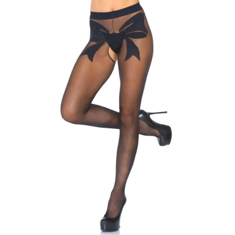 LEG AVENUE - COLLANTS OUVERTS À NŒUDS TISSÉS NOIR ONE SIZE