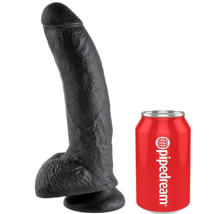 Gode Noir Réaliste avec Boules 22,9 cm - King Cock