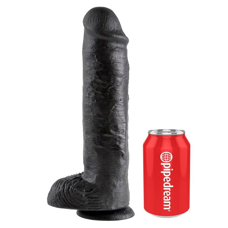 Gode Réaliste Noir avec Boules 28 cm - King Cock