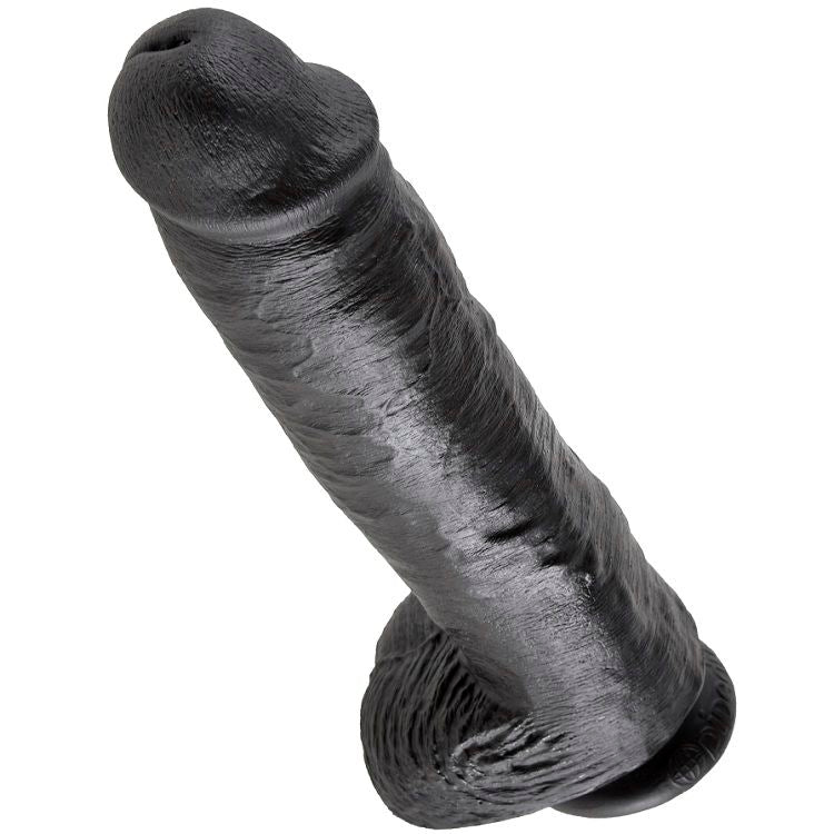 Gode Réaliste Noir avec Boules 28 cm - King Cock