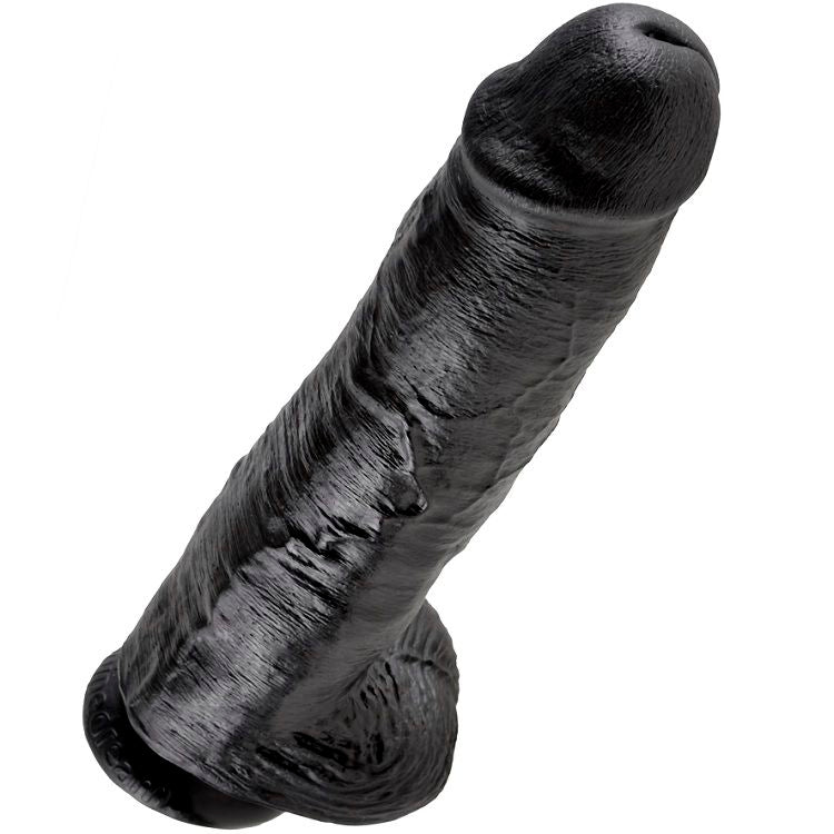 Gode Réaliste Noir avec Boules 28 cm - King Cock