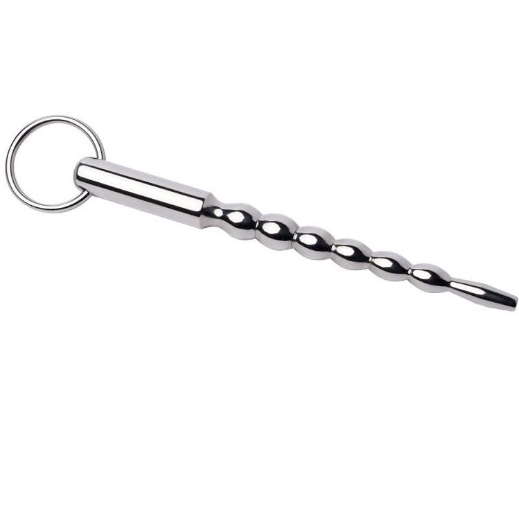Metal Hard - Tige urétrale en acier à billes avec anneau de sécurité - 7 mm