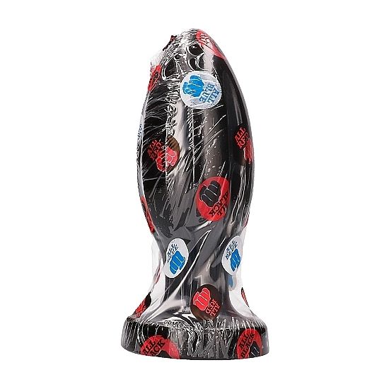 All Black - Plug Anal fisting en forme lisse avec rainures - 21 cm