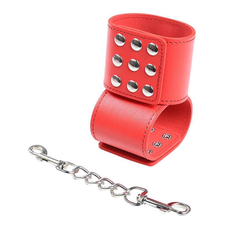 Menottes fetish rouges à pression avec chaîne - Ohmama - OHMAMA FETISH