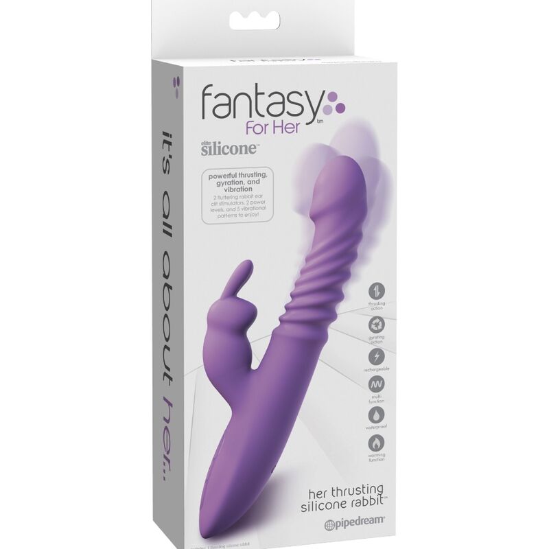 Stimulateur Lapin Clitoridien Chauffant avec Oscillation et Vibration Violet - Fantasy For Her
