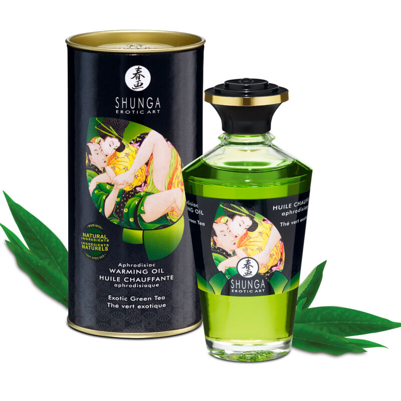 Shunga - Huile Chauffante Aphrodisiaque Thé Vert BIO - 100 ml