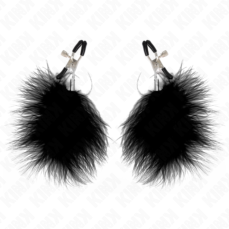 KINK – Pince à tétons avec plumes noir