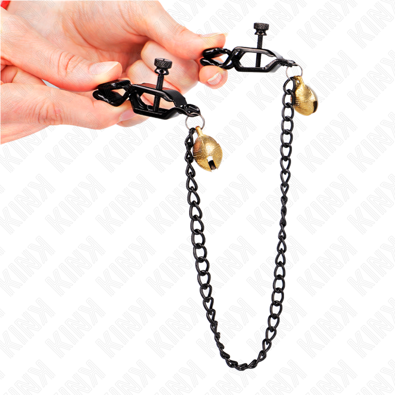 KINK – Pince à Tétons Noir avec clochettes et chaîne
