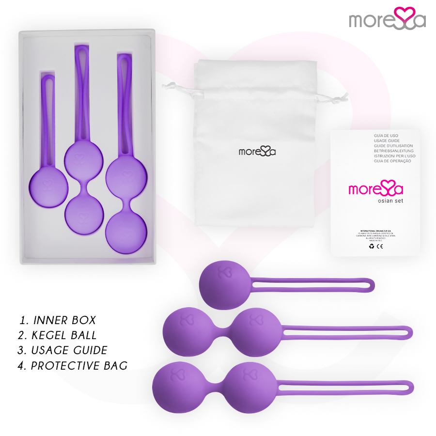 Moressa – Kit 3 Boules de Geisha Lilas Renforcement du périnée Osian Set