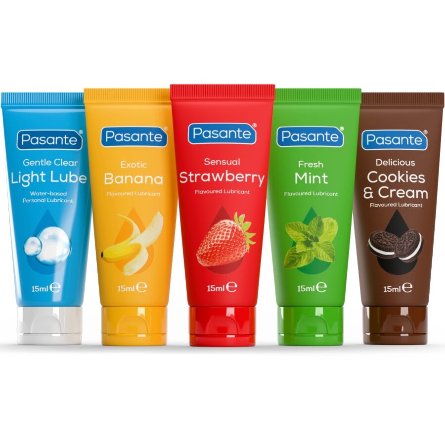Pack Lubrifiants Saveurs Assorties 5 Tubes 15ml - Pasante - PASANTE