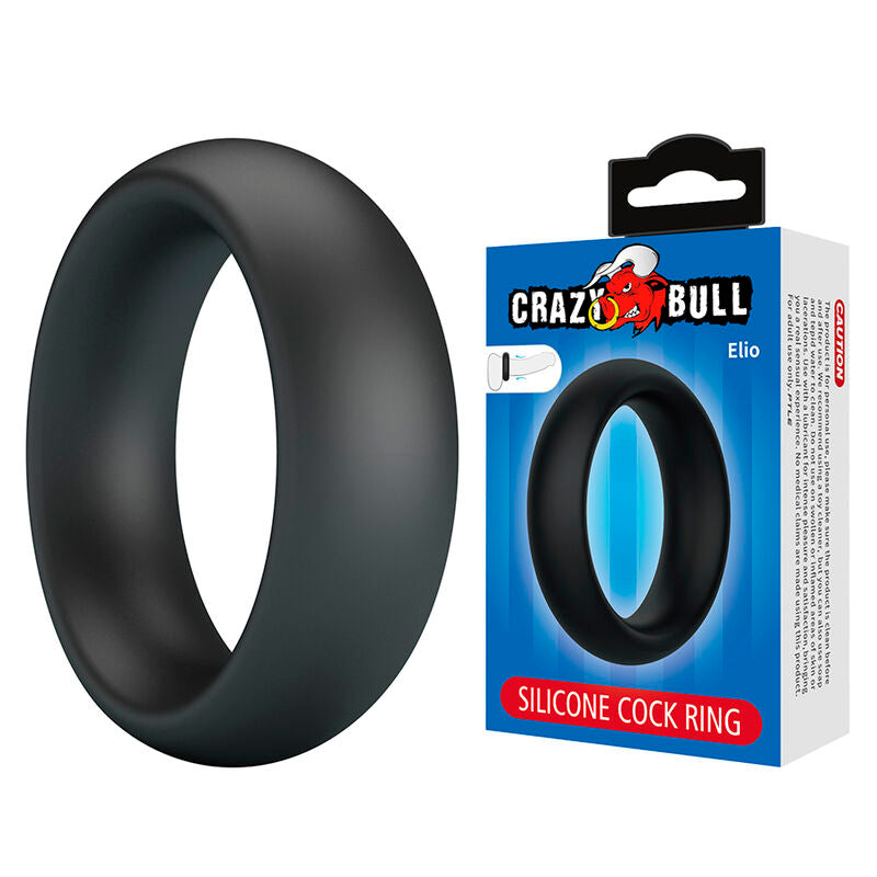 Anneau Pénien Elio en Silicone Noir - Crazy Bull