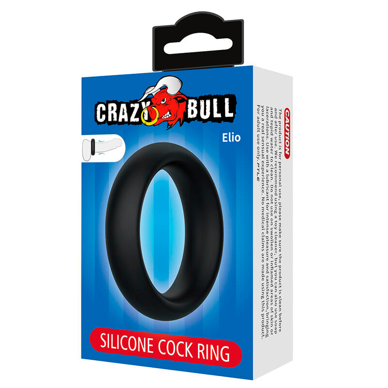 Anneau Pénien Elio en Silicone Noir - Crazy Bull