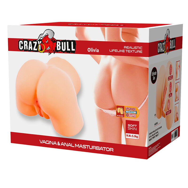 Double Masturbateur Vibrant Vaginal et Anal Flesh - Crazy Bull