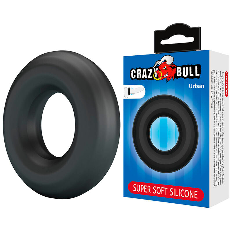 Anneau Pénien Urban en Silicone Ultra Doux Noir - Crazy Bull