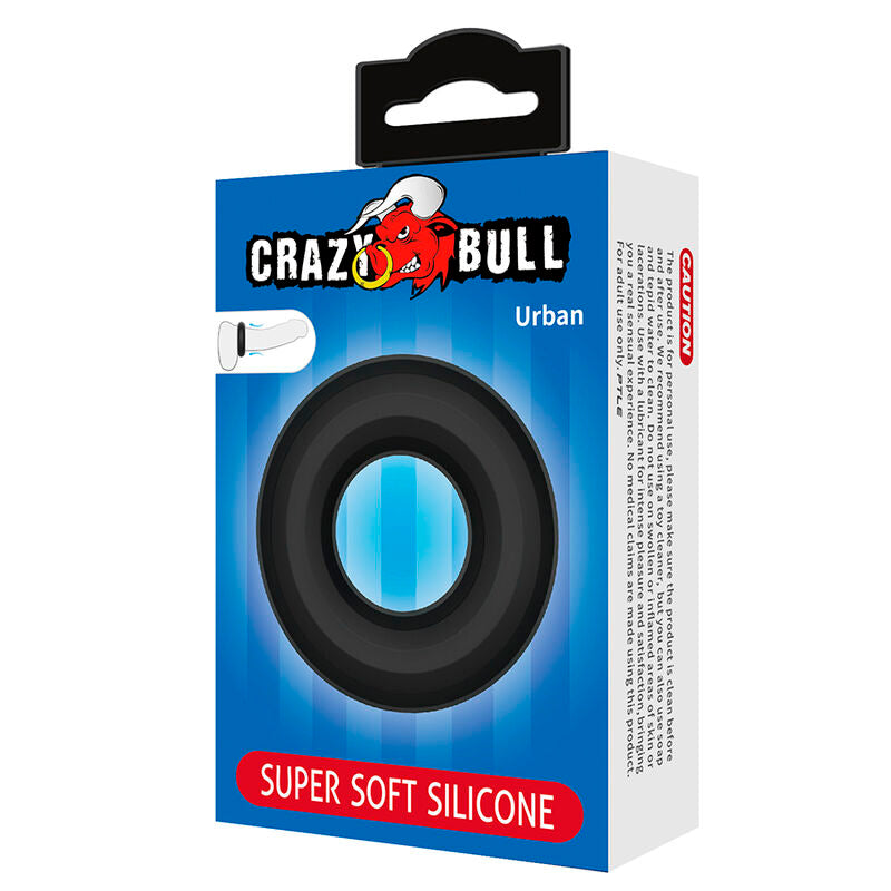 Anneau Pénien Urban en Silicone Ultra Doux Noir - Crazy Bull