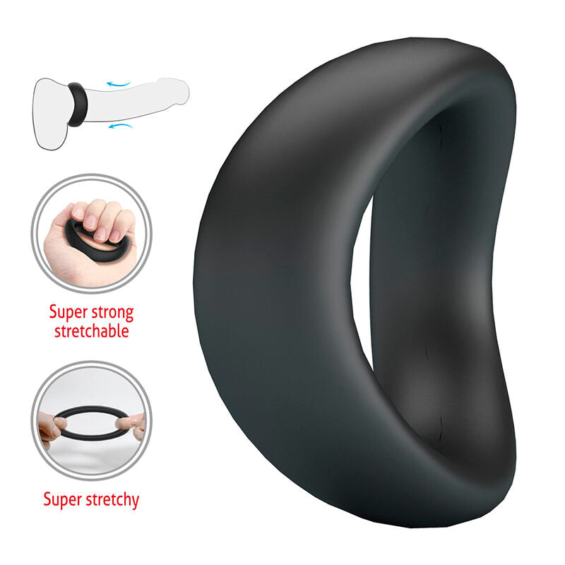Anneau Pénien Ergonomique Valen en Silicone Noir - Crazy Bull