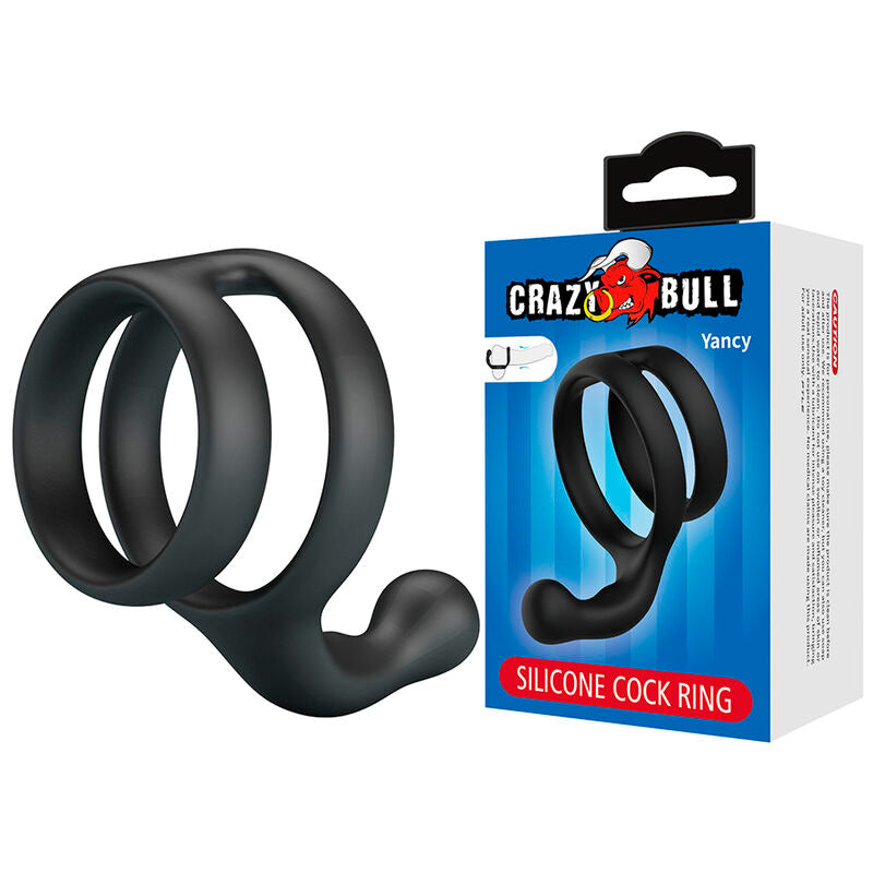Double Anneau Pénien et Testiculaire Yancy Noir - Crazy Bull