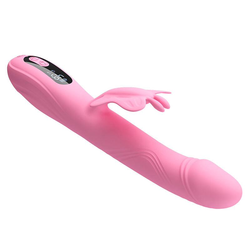 Vibromasseur Rabbit Bella avec Stimulateur Papillon et LED Rose - Pretty Love