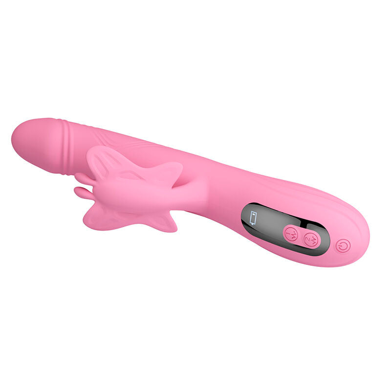 Vibromasseur Rabbit Bella avec Stimulateur Papillon et LED Rose - Pretty Love