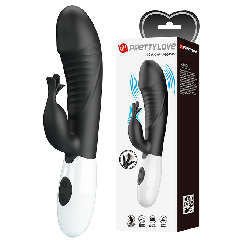 Vibromasseur Lapin Double Stimulation 30 Fonctions Noir - Pretty Love