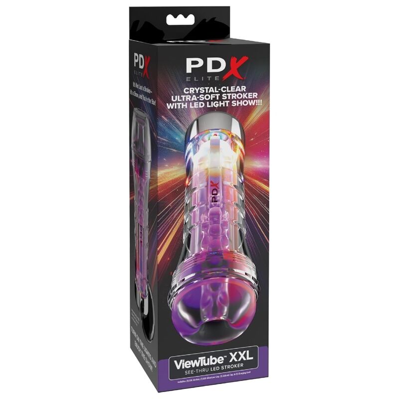 Masturbateur Transparent XXL LED Viewtube 27,3 cm - PDX Elite