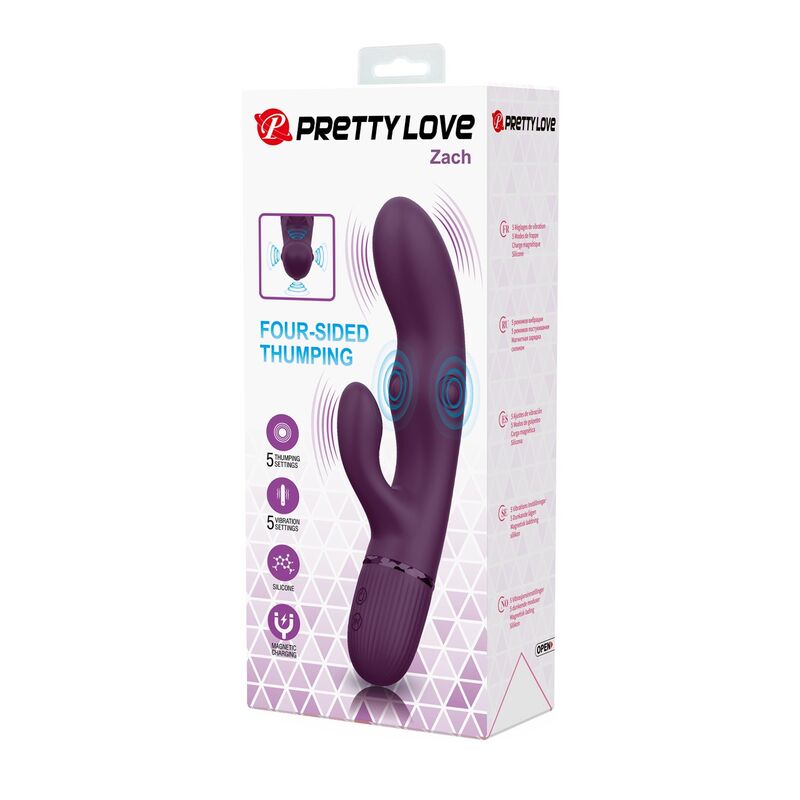 Vibromasseur Lapin Zach Rechargeable 5+5 Fonctions - Pretty Love