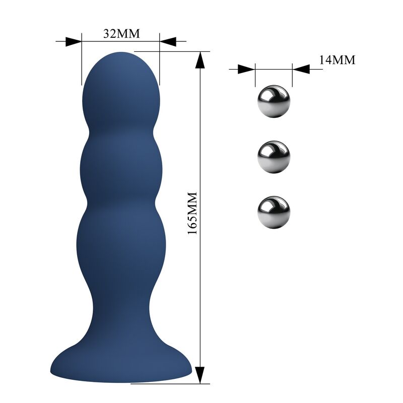 Plug Anal Billes Métalliques Ventouse Bleu - MR Play