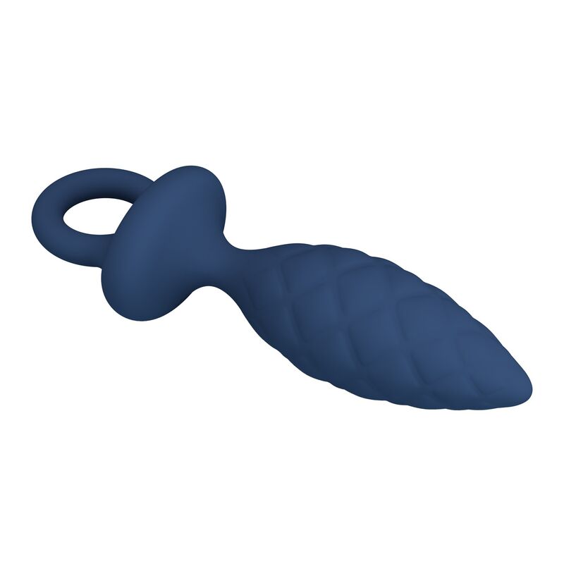 Plug Anal Texturé Anneau Bleu Taille M - MR PLAY