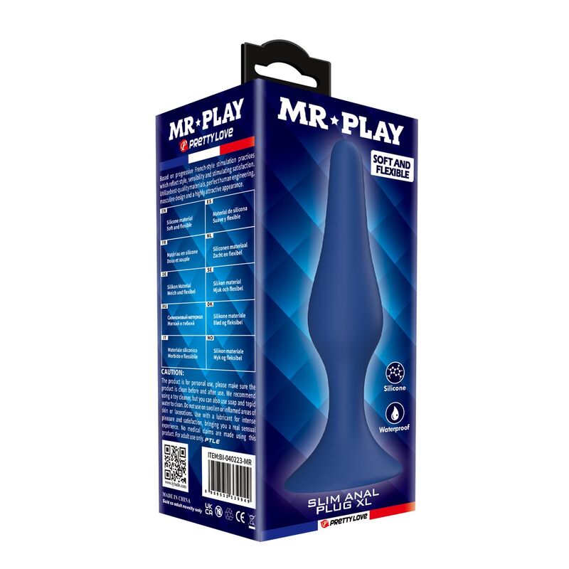 Plug Anal Conique Silicone Bleu XL - MR PLAY