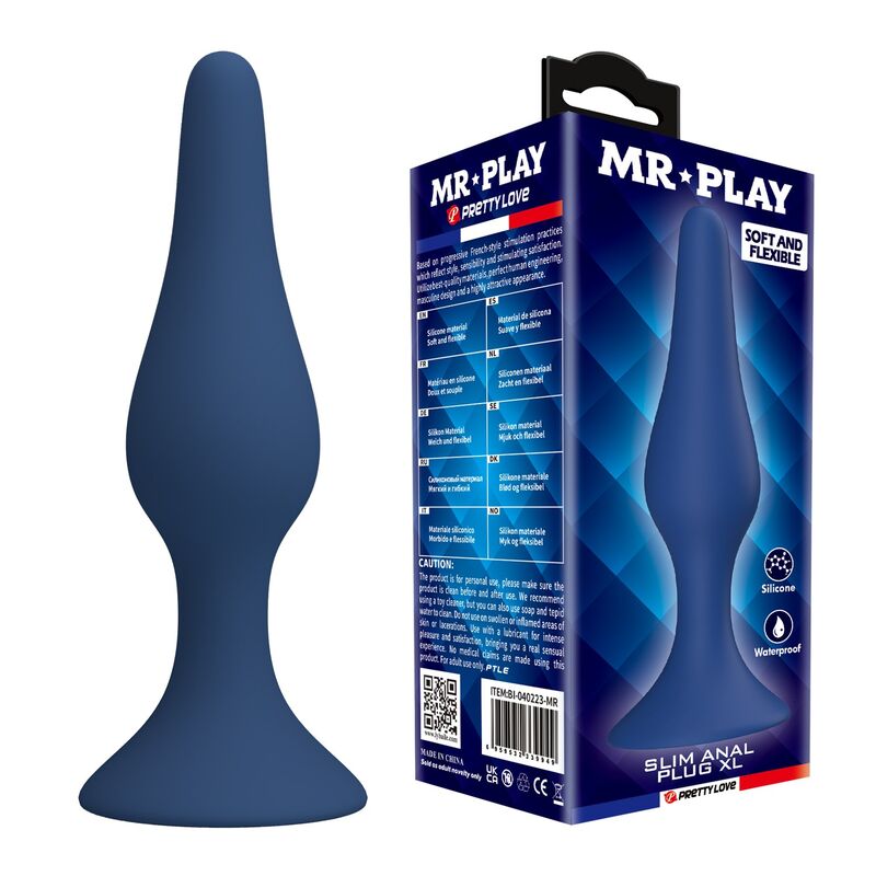 Plug Anal Conique Silicone Bleu XL - MR PLAY