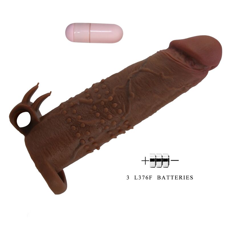 Manchon Vibrant Pénis Quillon 20cm Ø4cm Marron - Pretty Love