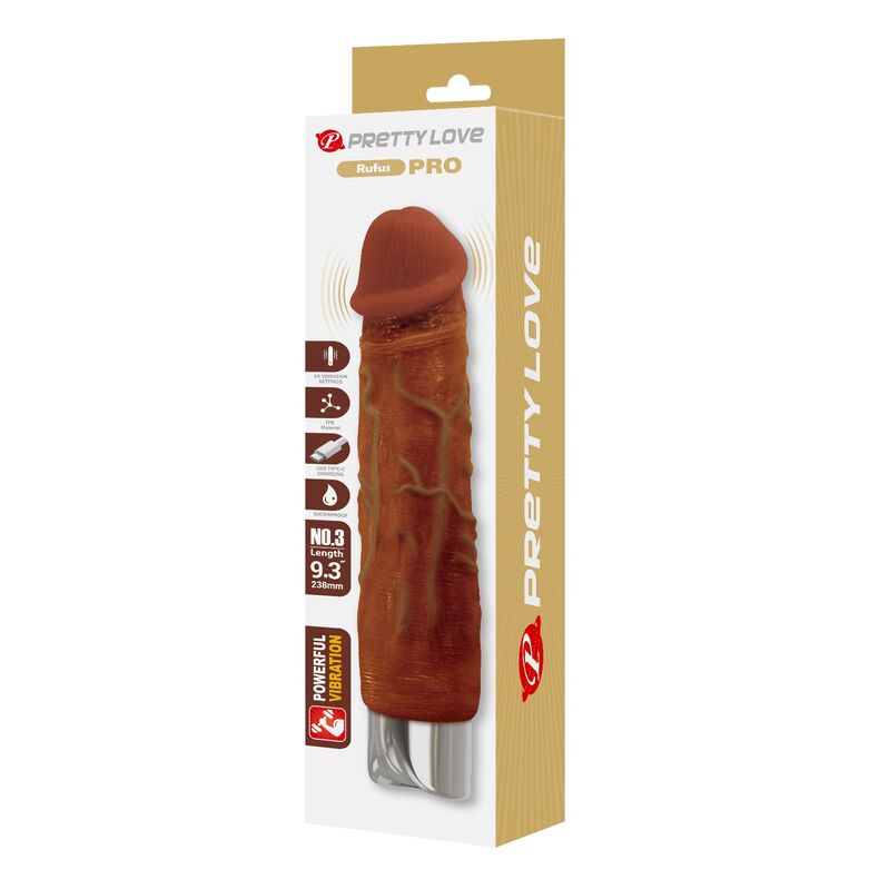 Vibromasseur Réaliste Pro 23,5 cm Marron - Pretty Love