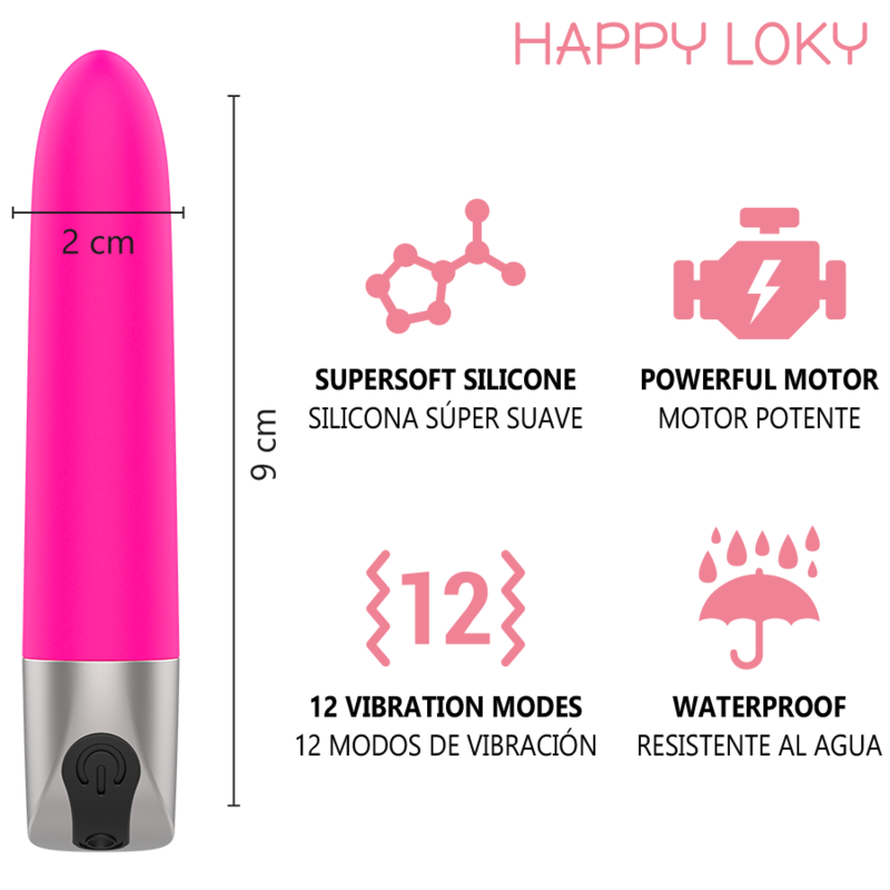 Mini Vibromasseur Piglet Rechargeable USB Rose 12 Modes - Happy Loky