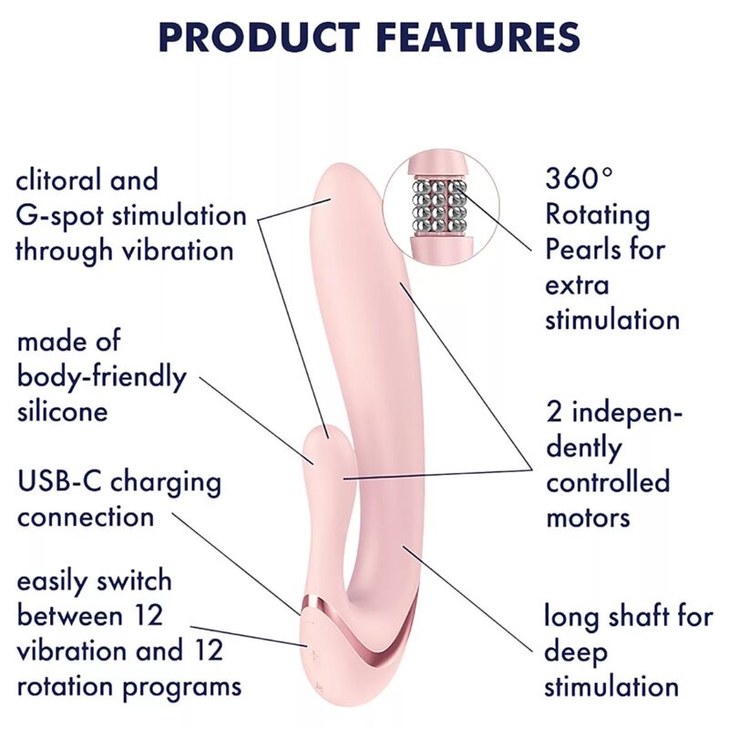 Vibromasseur Rabbit Pearl Bunny 3 Perles Rotatives Rose - Satisfyer