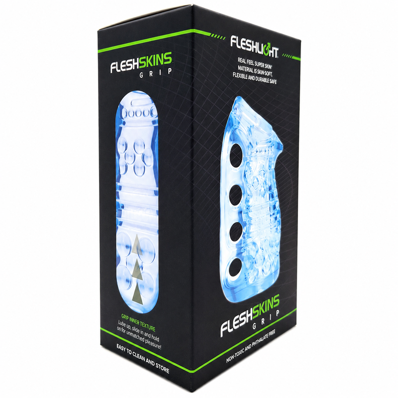 Masturbateur Manuel FleshSkins Grip Blue Ice Translucide - Fleshlight