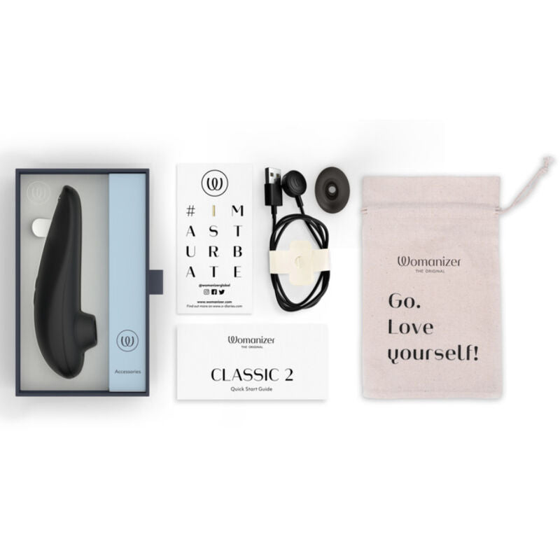 WOMANIZER - STIMULATEUR CLITORIAL À SUCCION CLASSIQUE 2 - 10 NIVEAUX D'INTENSITÉ - NOIR