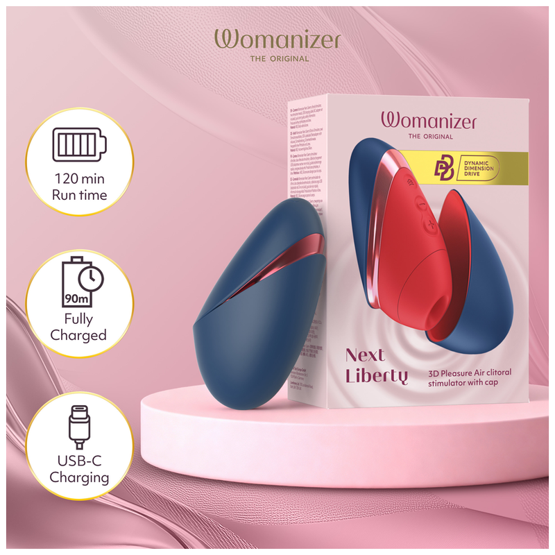 WOMANIZER - NEXT LIBERTY 3D PLEASURE AIR STIMULATEUR CLITORIAL BLEU/ROUGE