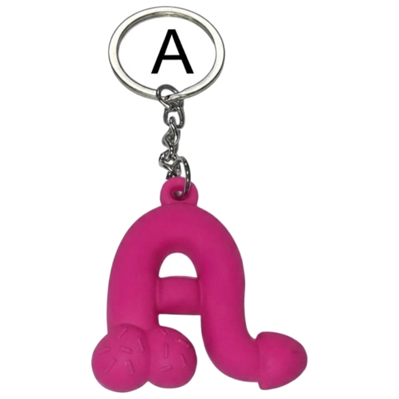 Porte-clés Pénis Fuchsia Lettre A Parfumé à la Fraise - Diablo Picante