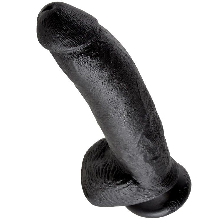Gode Noir Réaliste avec Boules 22,9 cm - King Cock