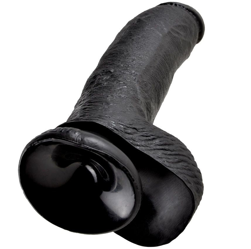 Gode Noir Réaliste avec Boules 22,9 cm - King Cock