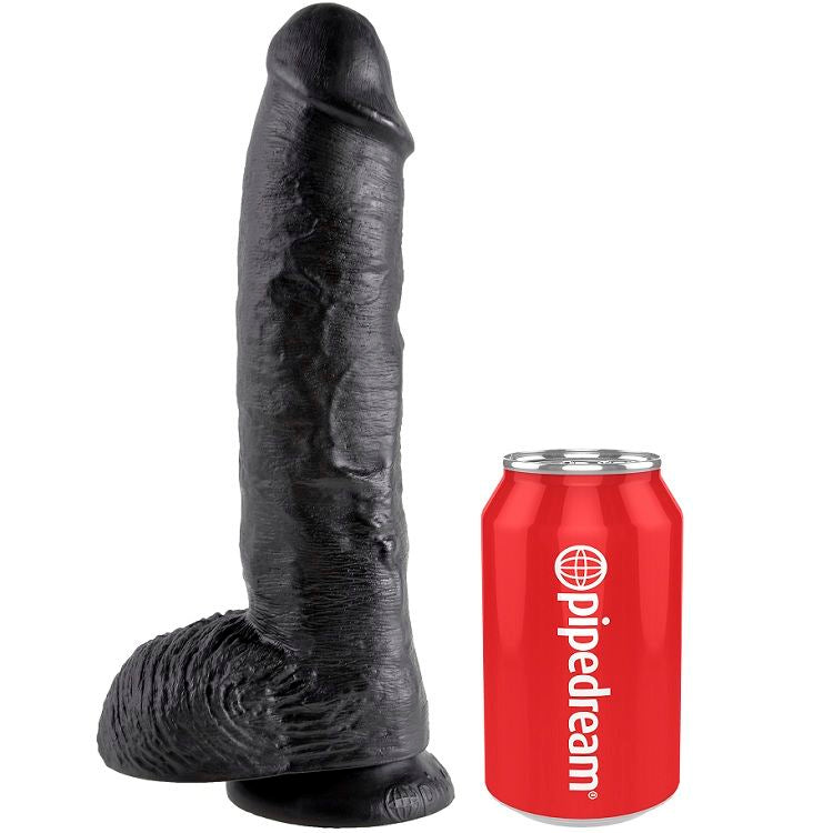 Gode Noir Réaliste avec Boules 25,4 cm - King Cock