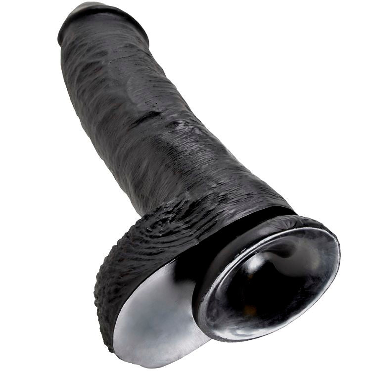 Gode Noir Réaliste avec Boules 25,4 cm - King Cock
