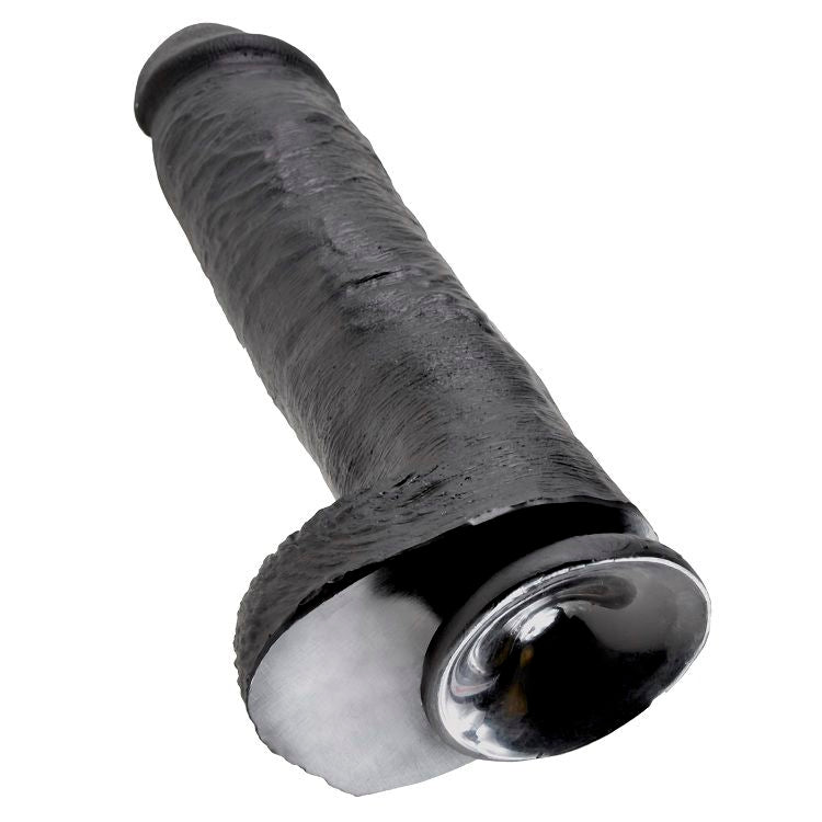 Gode Réaliste Noir avec Boules 28 cm - King Cock