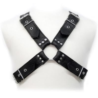 Harnais BDSM Cuir Ajustable Boucles Homme S-XL - LEATHER BODY