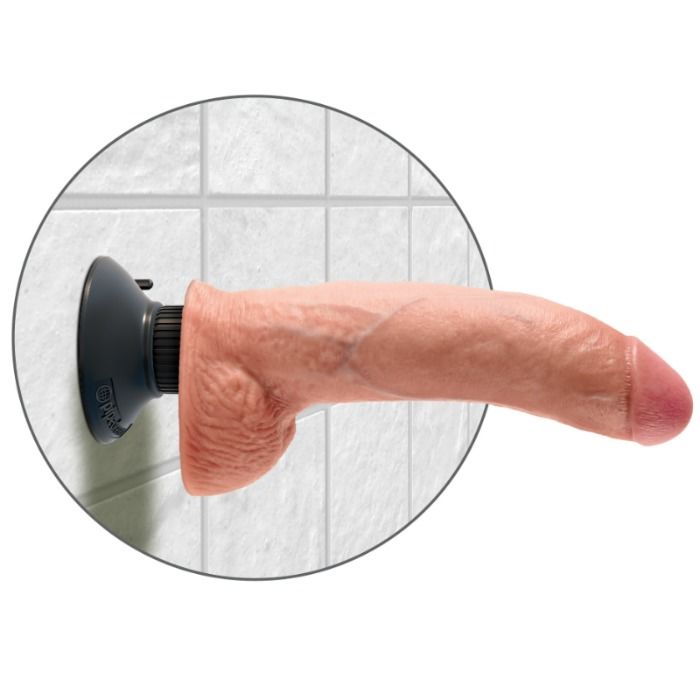 Gode Vibrateur Réaliste avec Testicules 23 cm Couleur Chair - King Cock